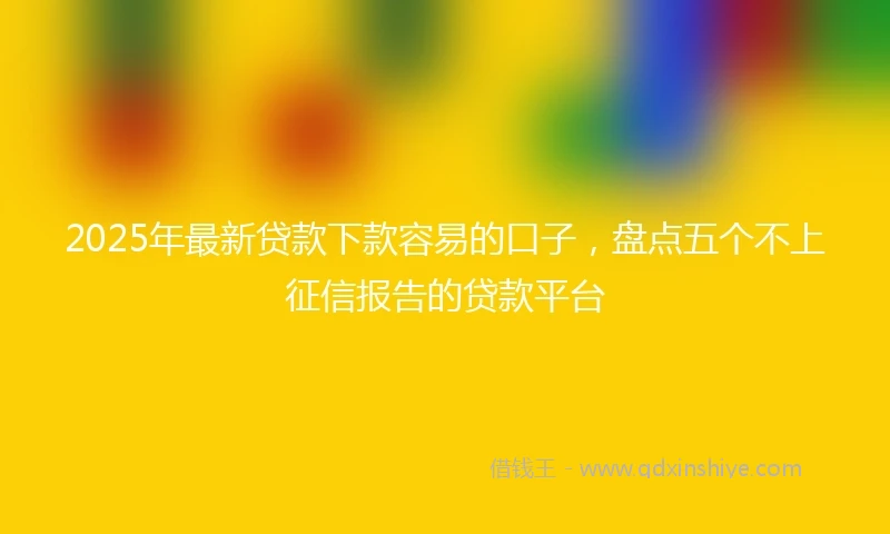 2025年最新贷款下款容易的口子，盘点五个不上征信报告的贷款平台