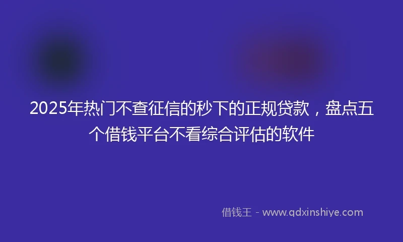 2025年热门不查征信的秒下的正规贷款，盘点五个借钱平台不看综合评估的软件