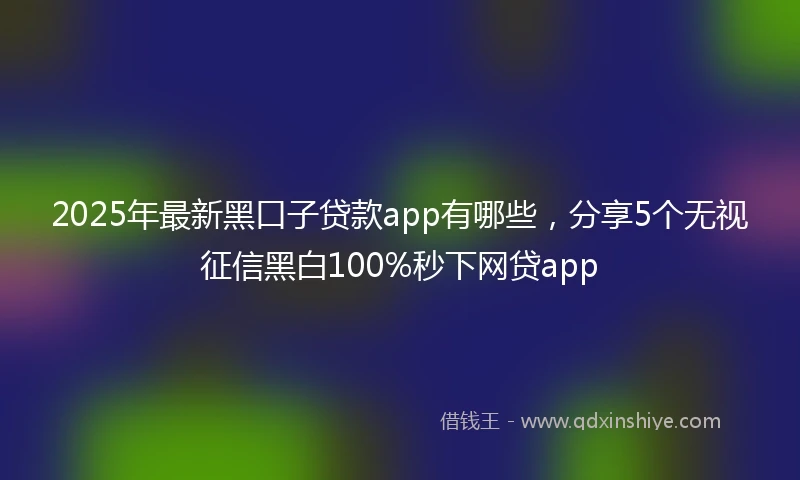 2025年最新黑口子贷款app有哪些，分享5个无视征信黑白100%秒下网贷app