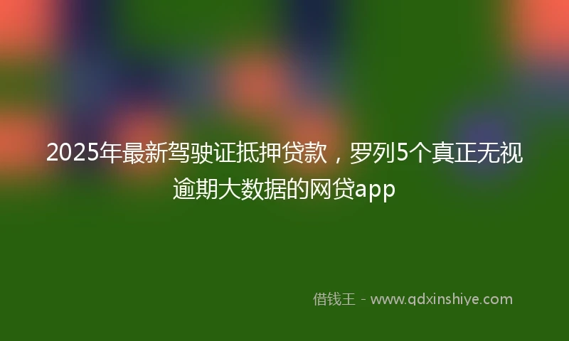 2025年最新驾驶证抵押贷款，罗列5个真正无视逾期大数据的网贷app