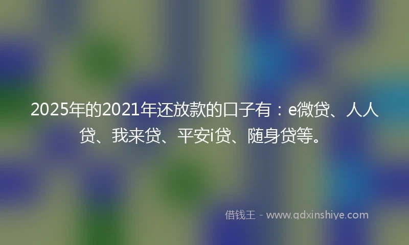 2025年的2021年还放款的口子有：e微贷、人人贷、我来贷、平安i贷、随身贷等。