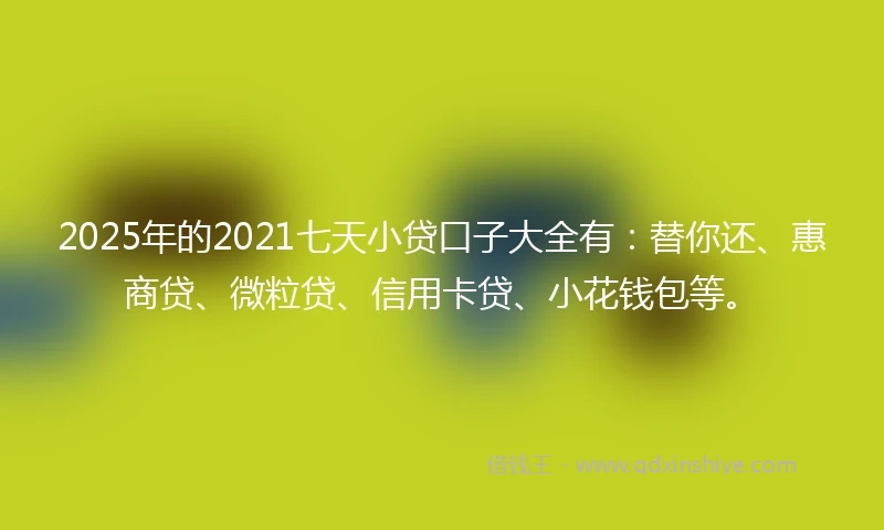2025年的2021七天小贷口子大全有：替你还、惠商贷、微粒贷、信用卡贷、小花钱包等。