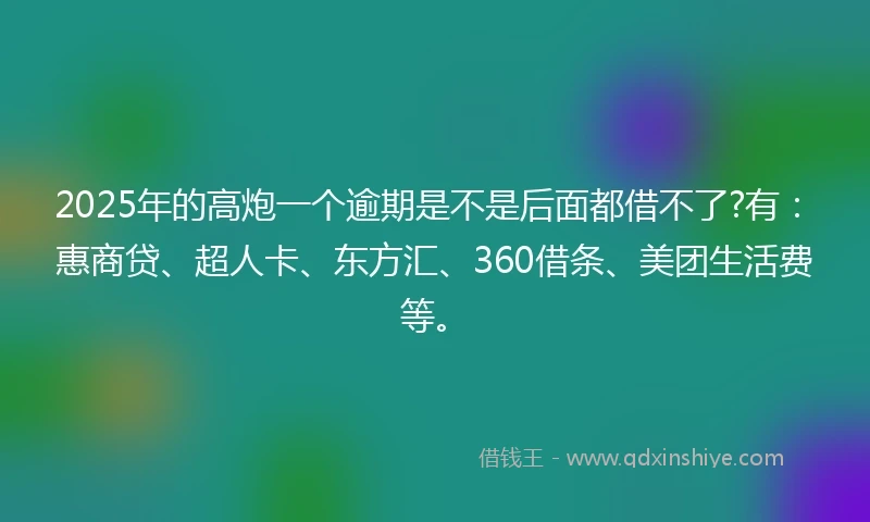 2025年的高炮一个逾期是不是后面都借不了?有：惠商贷、超人卡、东方汇、360借条、美团生活费等。