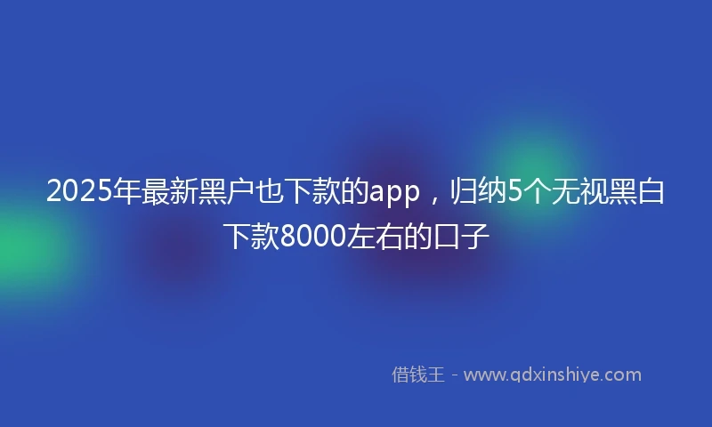 2025年最新黑户也下款的app，归纳5个无视黑白下款8000左右的口子