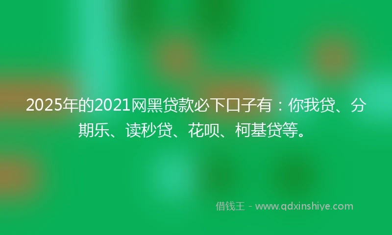 2025年的2021网黑贷款必下口子有：你我贷、分期乐、读秒贷、花呗、柯基贷等。
