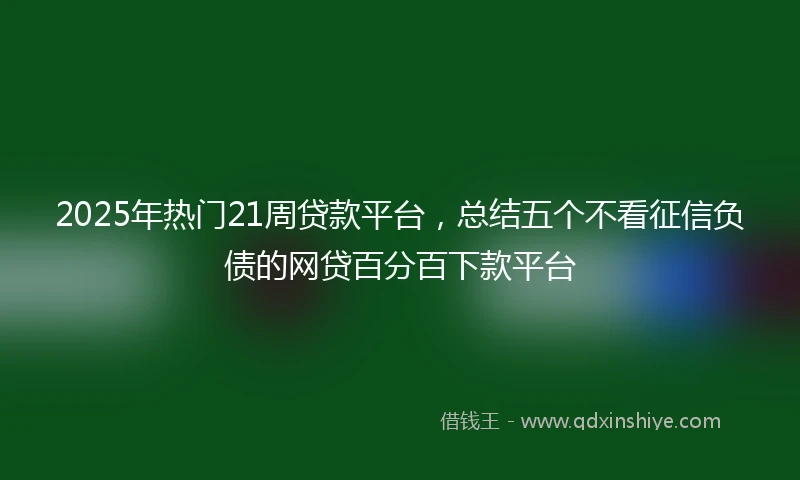 2025年热门21周贷款平台，总结五个不看征信负债的网贷百分百下款平台