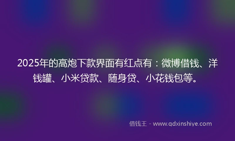 2025年的高炮下款界面有红点有：微博借钱、洋钱罐、小米贷款、随身贷、小花钱包等。