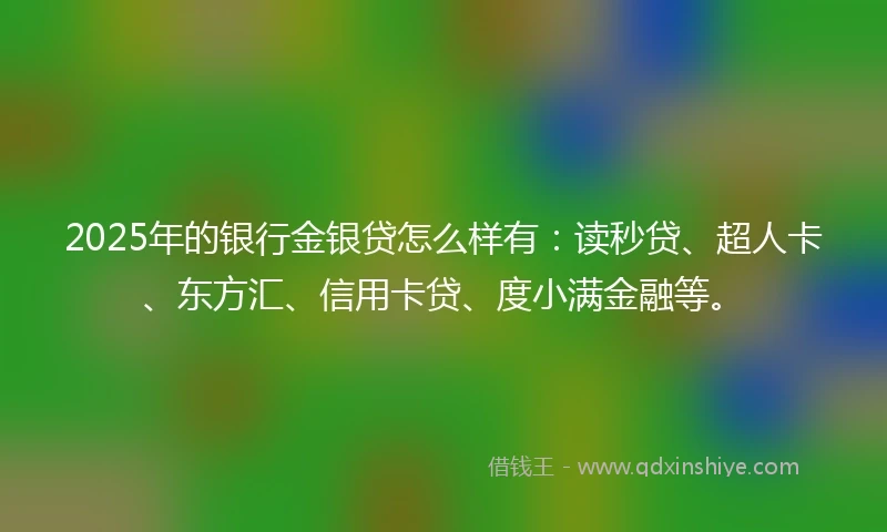 2025年的银行金银贷怎么样有：读秒贷、超人卡、东方汇、信用卡贷、度小满金融等。