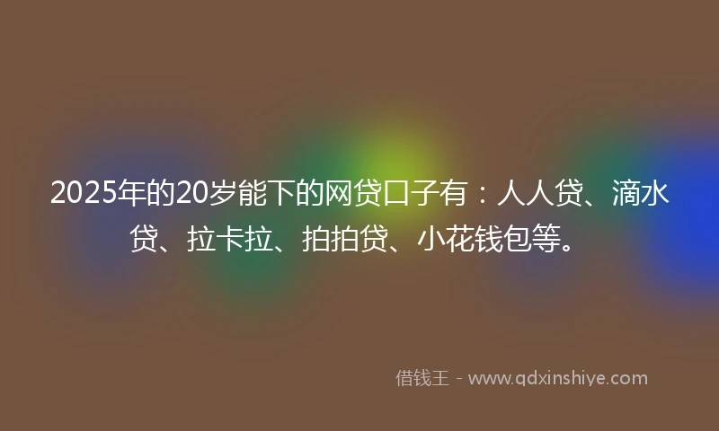 2025年的20岁能下的网贷口子有：人人贷、滴水贷、拉卡拉、拍拍贷、小花钱包等。