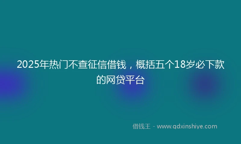 2025年热门不查征信借钱，概括五个18岁必下款的网贷平台