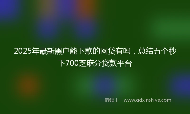 2025年最新黑户能下款的网贷有吗，总结五个秒下700芝麻分贷款平台