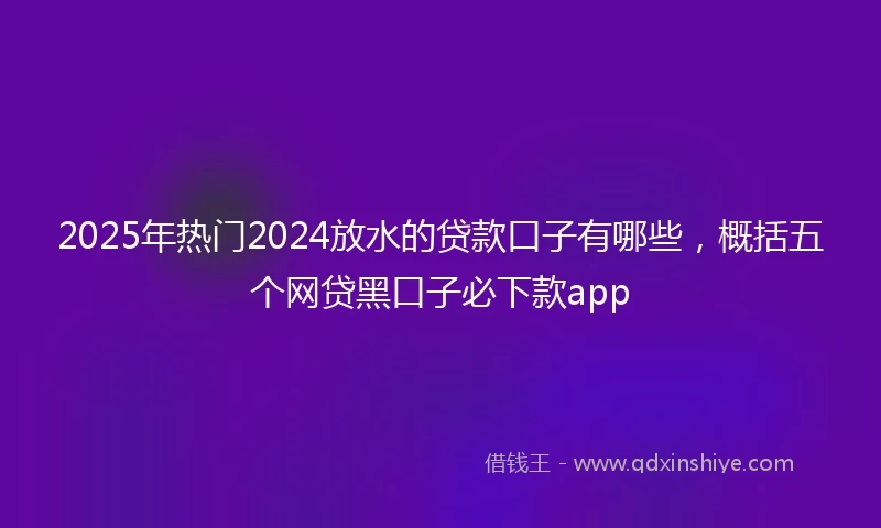 2025年热门2024放水的贷款口子有哪些，概括五个网贷黑口子必下款app