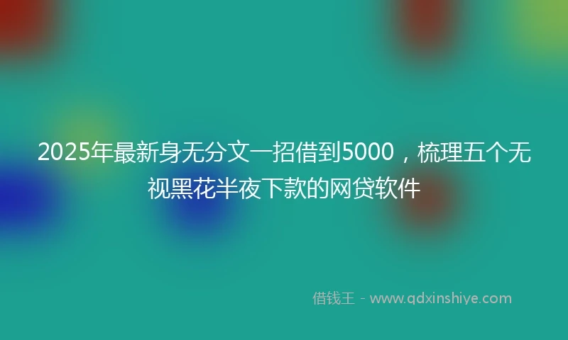 2025年最新身无分文一招借到5000，梳理五个无视黑花半夜下款的网贷软件