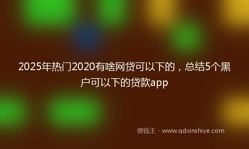 2025年热门2020有啥网贷可以下的，总结5个黑户可以下的贷款app