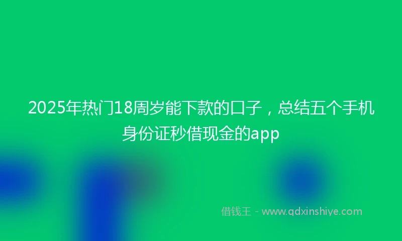 2025年热门18周岁能下款的口子，总结五个手机身份证秒借现金的app