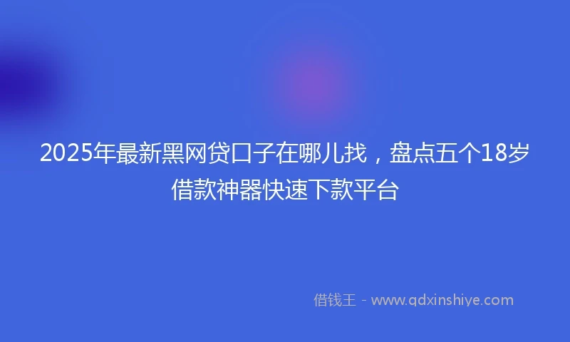 2025年最新黑网贷口子在哪儿找，盘点五个18岁借款神器快速下款平台
