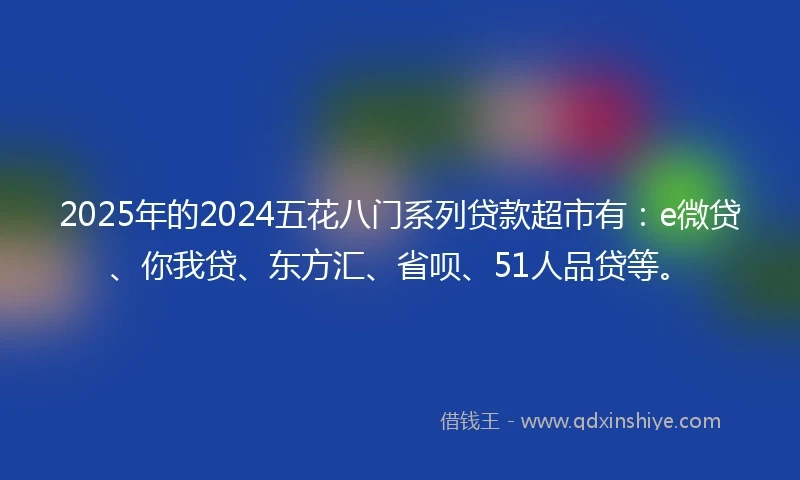 2025年的2024五花八门系列贷款超市有：e微贷、你我贷、东方汇、省呗、51人品贷等。