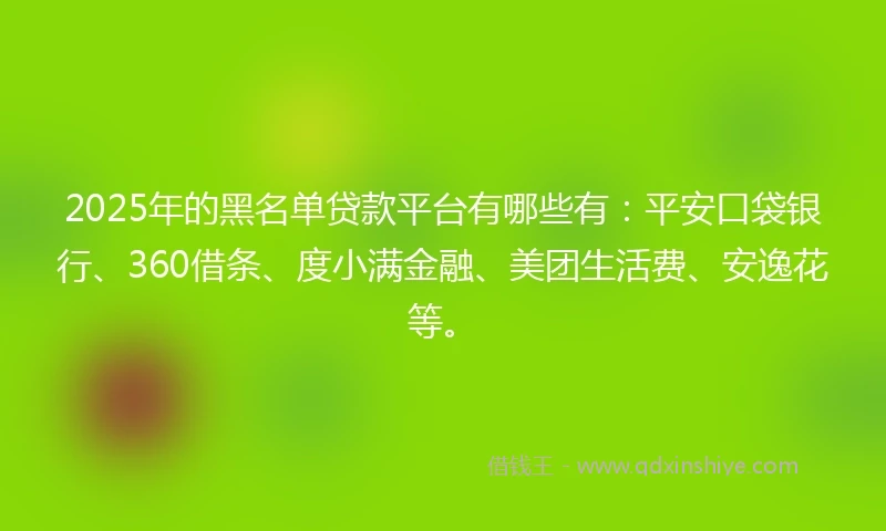 2025年的黑名单贷款平台有哪些有：平安口袋银行、360借条、度小满金融、美团生活费、安逸花等。