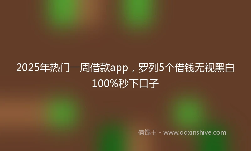 2025年热门一周借款app，罗列5个借钱无视黑白100%秒下口子