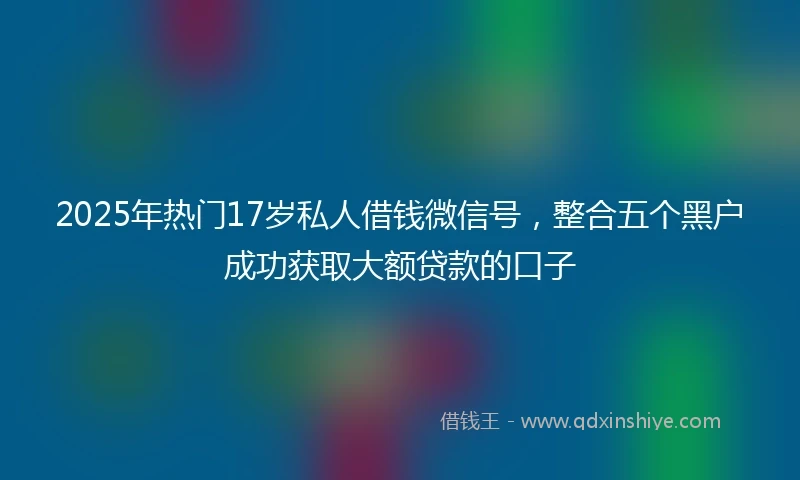 2025年热门17岁私人借钱微信号，整合五个黑户成功获取大额贷款的口子