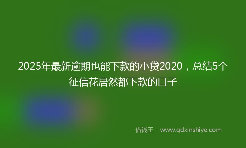 2025年最新逾期也能下款的小贷2020，总结5个征信花居然都下款的口子
