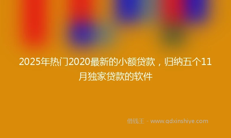 2025年热门2020最新的小额贷款，归纳五个11月独家贷款的软件
