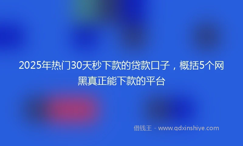 2025年热门30天秒下款的贷款口子，概括5个网黑真正能下款的平台