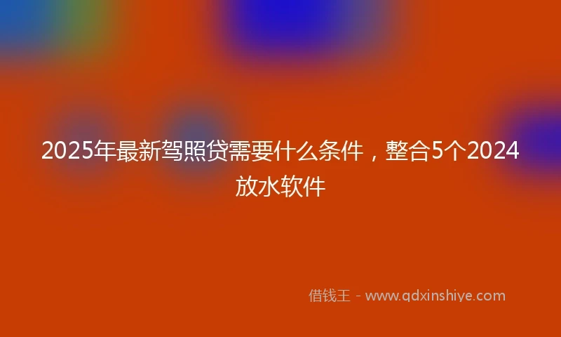 2025年最新驾照贷需要什么条件，整合5个2024放水软件