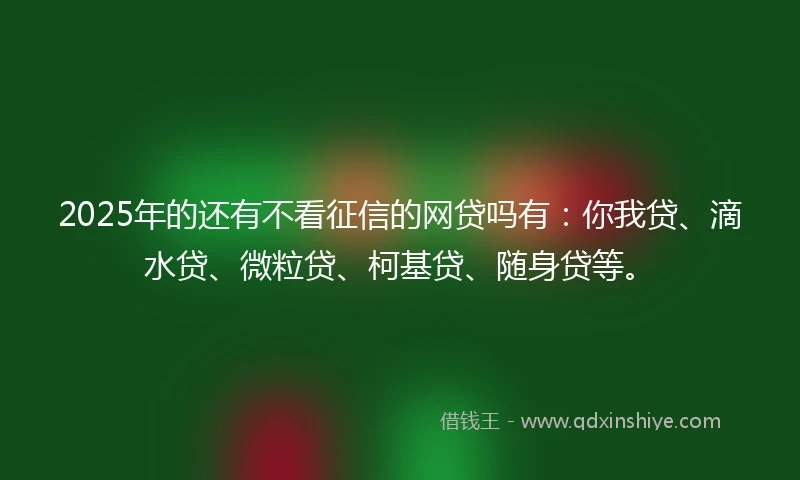 2025年的还有不看征信的网贷吗有：你我贷、滴水贷、微粒贷、柯基贷、随身贷等。