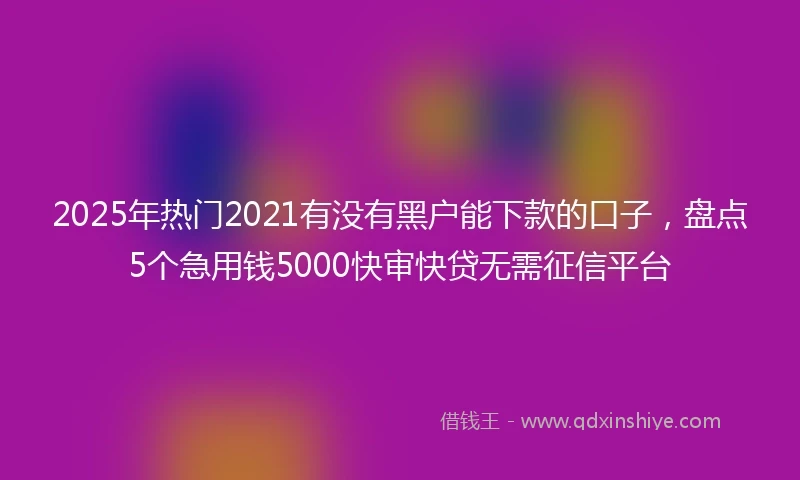 2025年热门2021有没有黑户能下款的口子，盘点5个急用钱5000快审快贷无需征信平台