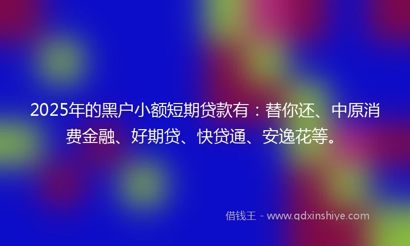 2025年的黑户小额短期贷款有：替你还、中原消费金融、好期贷、快贷通、安逸花等。