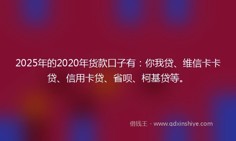 2025年的2020年货款口子有：你我贷、维信卡卡贷、信用卡贷、省呗、柯基贷等。