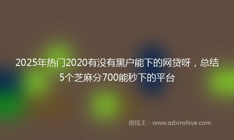 2025年热门2020有没有黑户能下的网贷呀，总结5个芝麻分700能秒下的平台