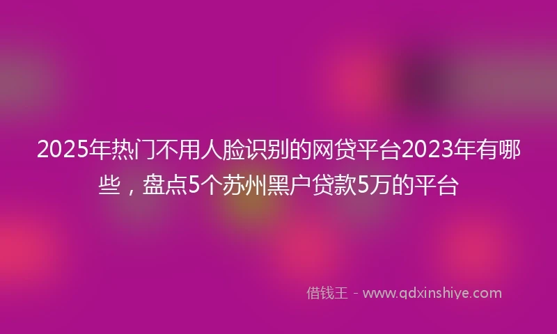 2025年热门不用人脸识别的网贷平台2023年有哪些，盘点5个苏州黑户贷款5万的平台