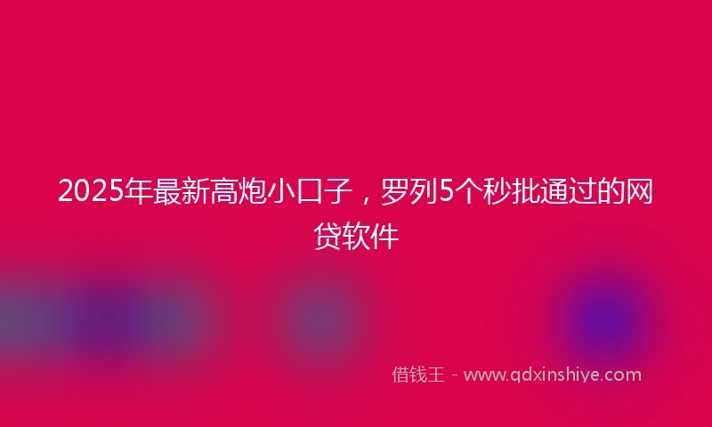 2025年最新高炮小口子，罗列5个秒批通过的网贷软件