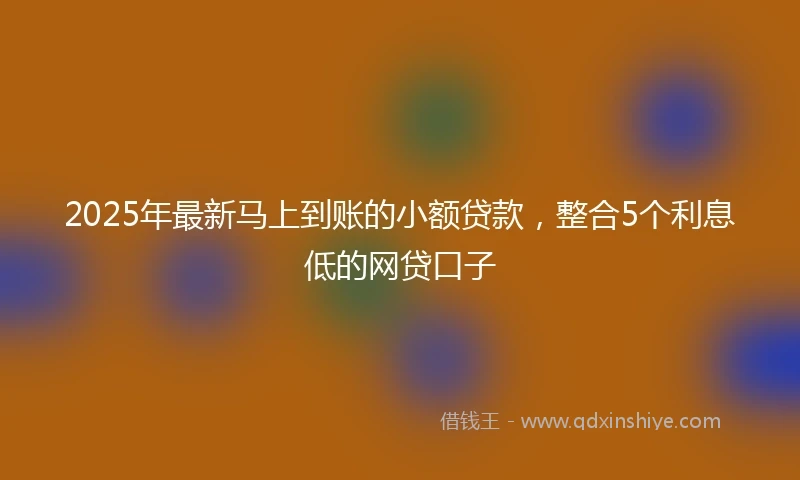2025年最新马上到账的小额贷款，整合5个利息低的网贷口子