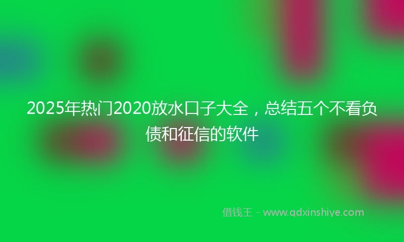 2025年热门2020放水口子大全，总结五个不看负债和征信的软件