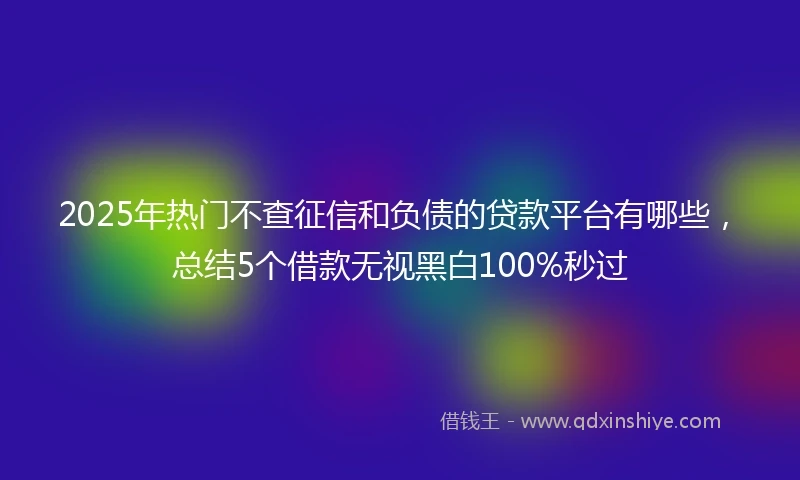 2025年热门不查征信和负债的贷款平台有哪些，总结5个借款无视黑白100%秒过