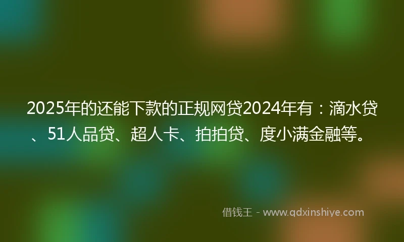 2025年的还能下款的正规网贷2024年有：滴水贷、51人品贷、超人卡、拍拍贷、度小满金融等。