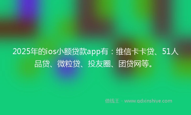 2025年的ios小额贷款app有：维信卡卡贷、51人品贷、微粒贷、投友圈、团贷网等。