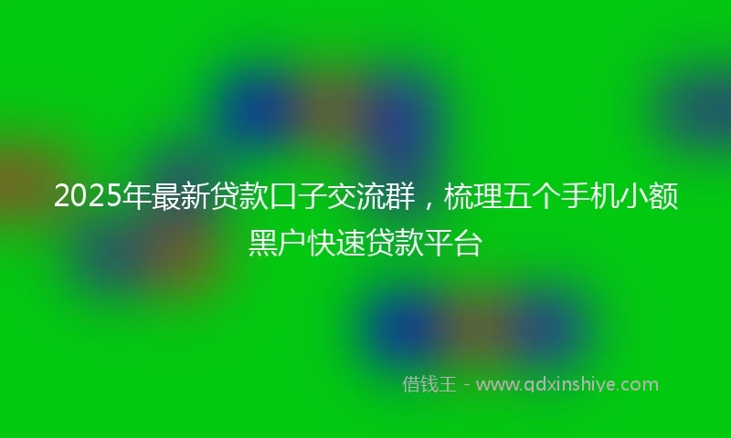 2025年最新贷款口子交流群，梳理五个手机小额黑户快速贷款平台