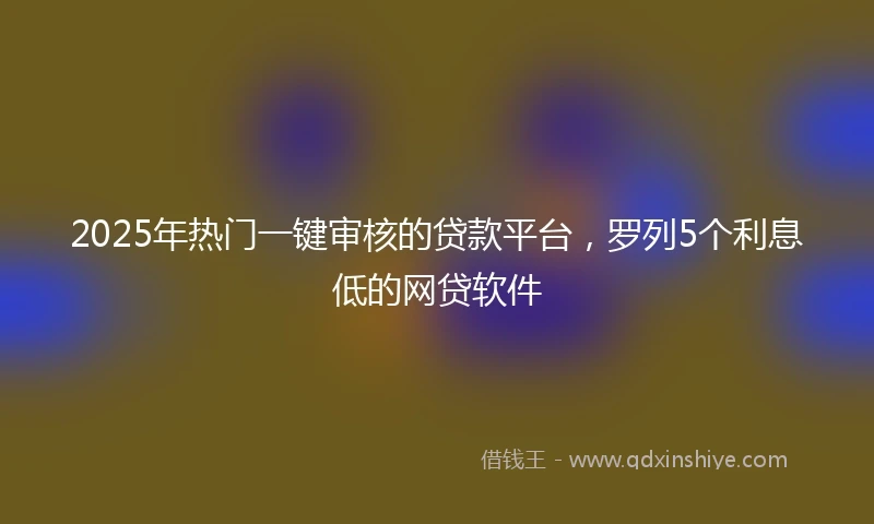 2025年热门一键审核的贷款平台，罗列5个利息低的网贷软件