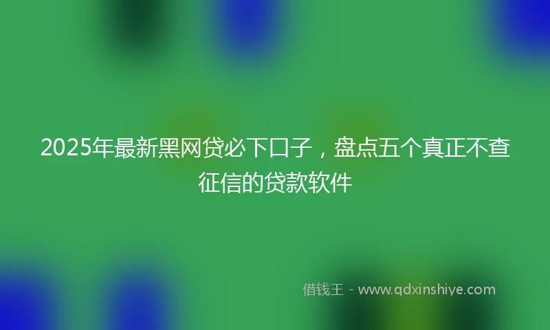 2025年最新黑网贷必下口子，盘点五个真正不查征信的贷款软件
