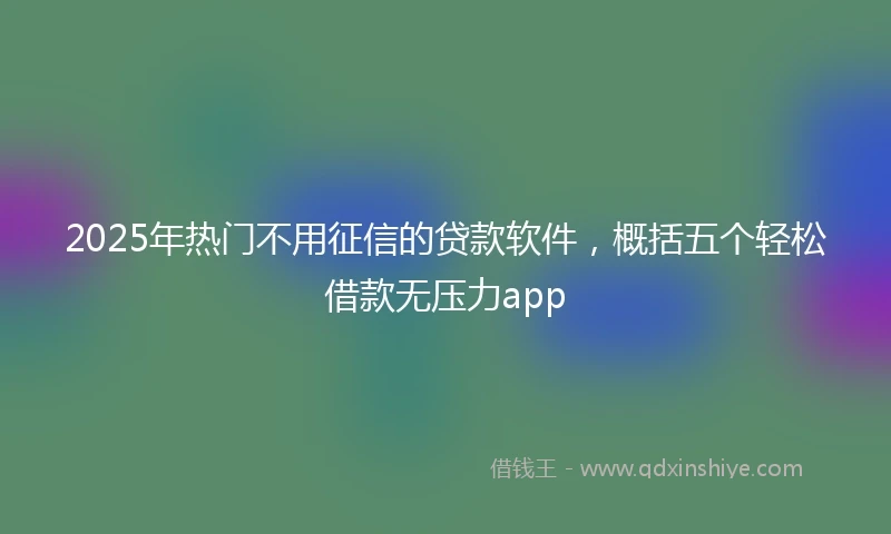 2025年热门不用征信的贷款软件，概括五个轻松借款无压力app