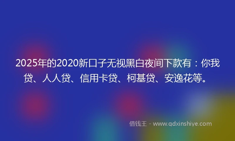 2025年的2020新口子无视黑白夜间下款有：你我贷、人人贷、信用卡贷、柯基贷、安逸花等。