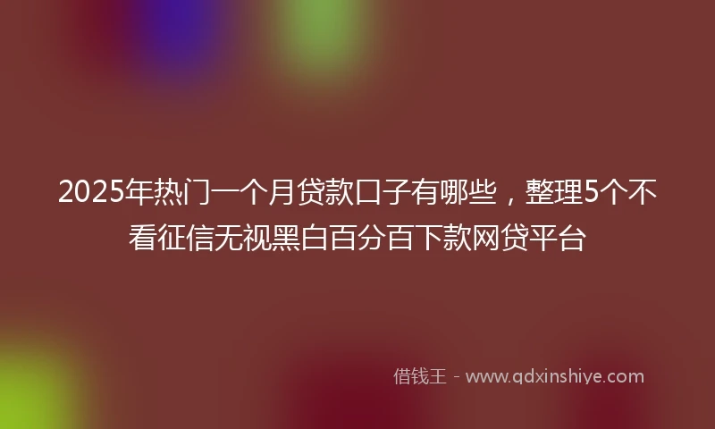 2025年热门一个月贷款口子有哪些，整理5个不看征信无视黑白百分百下款网贷平台