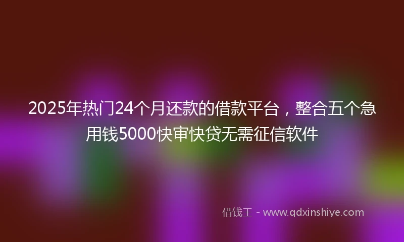 2025年热门24个月还款的借款平台，整合五个急用钱5000快审快贷无需征信软件