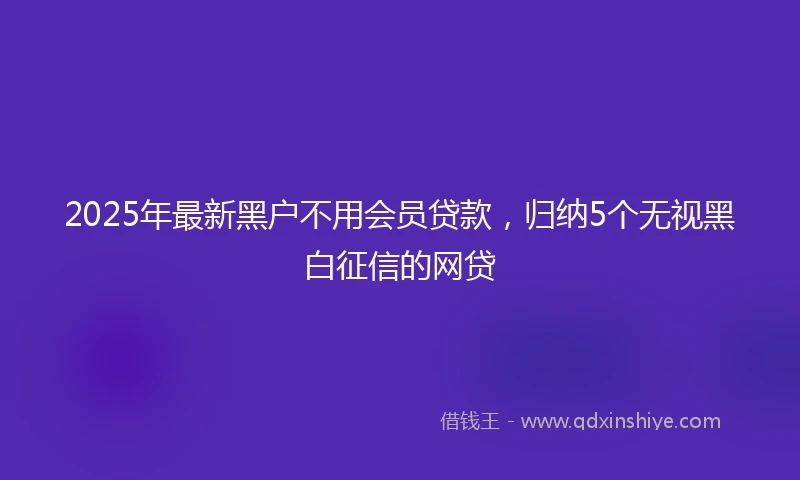 2025年最新黑户不用会员贷款，归纳5个无视黑白征信的网贷