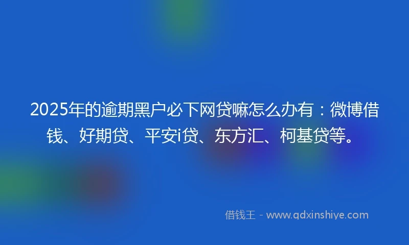 2025年的逾期黑户必下网贷嘛怎么办有：微博借钱、好期贷、平安i贷、东方汇、柯基贷等。