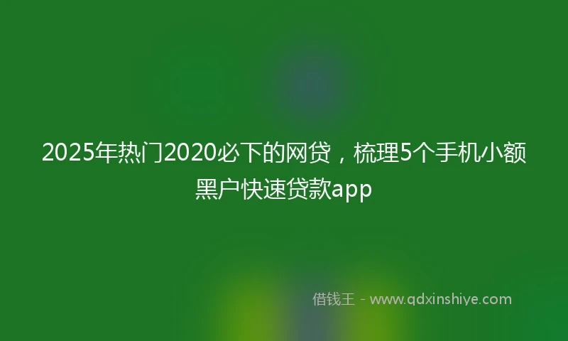 2025年热门2020必下的网贷，梳理5个手机小额黑户快速贷款app